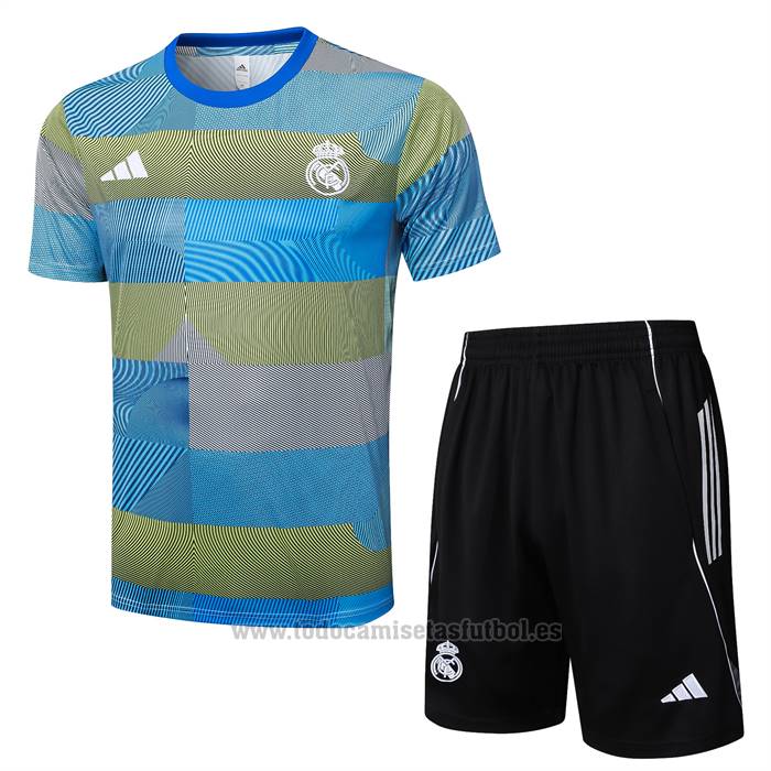 Chandal del Real Madrid Manga Corta 2025-2026 Azul Verde - Pantalon Corto